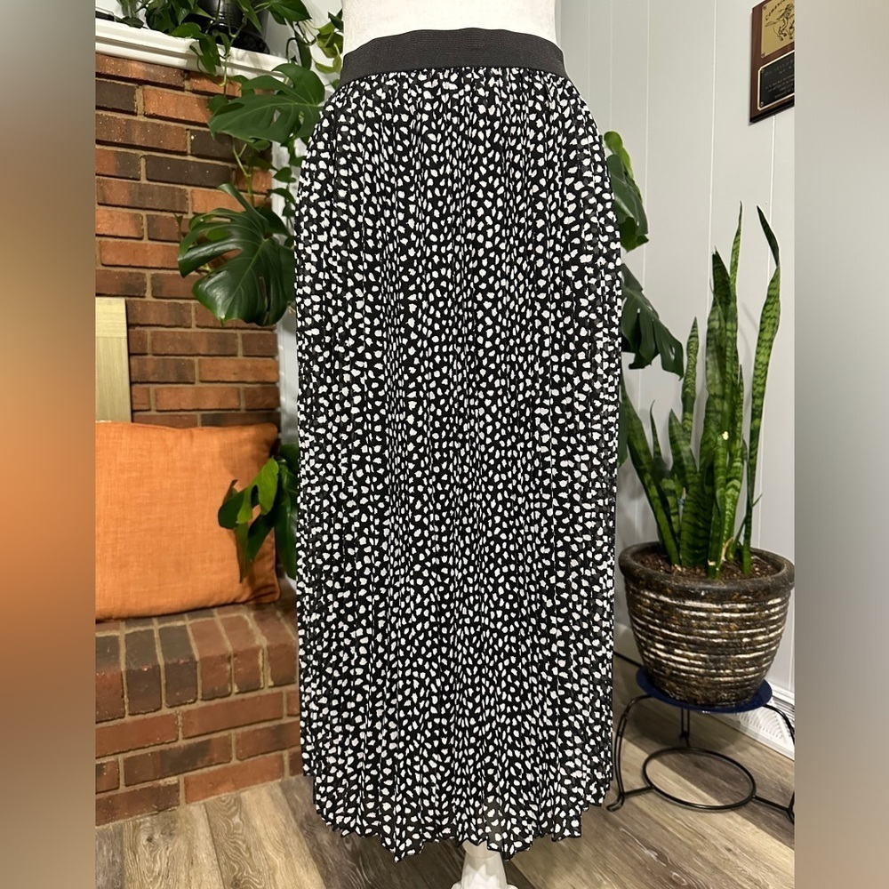 🛍️Rachel Zoe elastic waist and pleated sheer Skirt Size L excellent condition